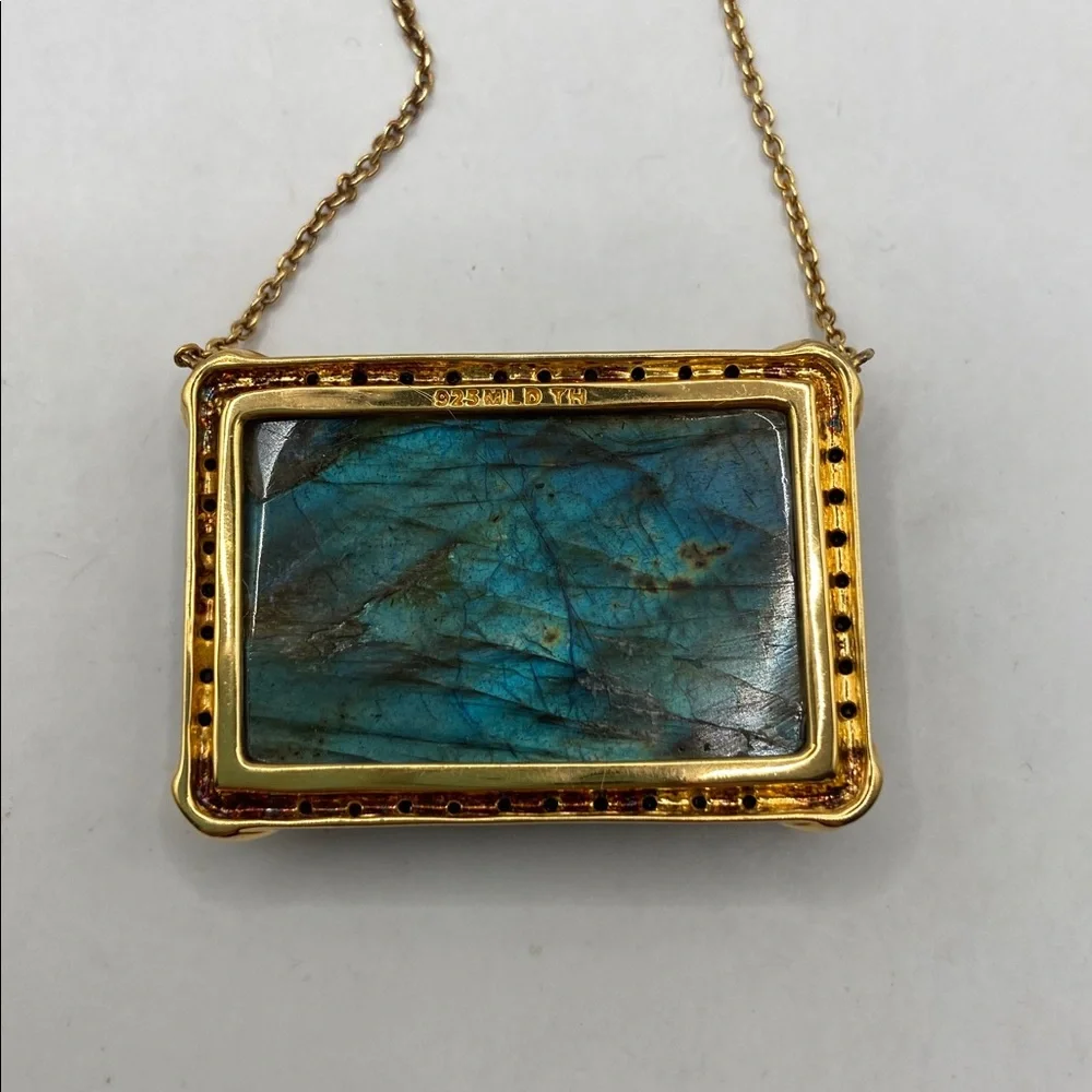 Rarities by Carol Brodie Gold Plated Sterling Labradorite Black Spinel Necklace - Picture 8 of 8